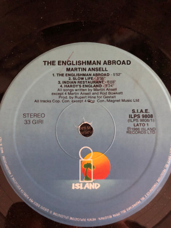 Martin Ansell - The Englishman Abroad | Island Records (ILPS 9808)