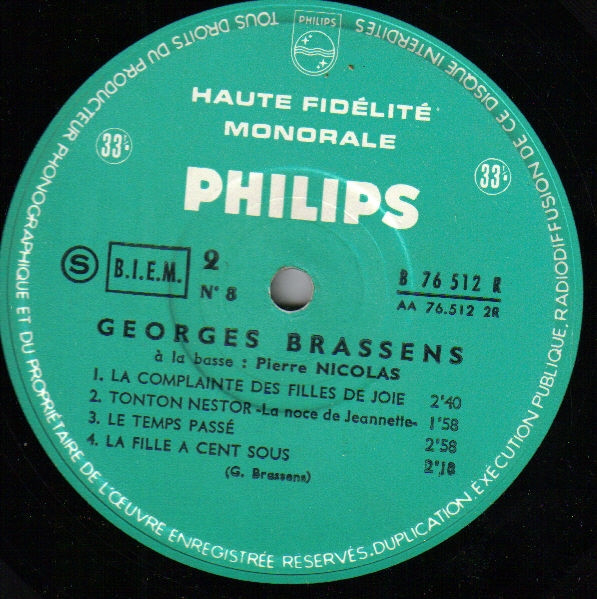 Georges Brassens - 8 | Philips (B 76.512 R) - 4