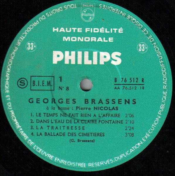 Georges Brassens - 8 | Philips (B 76.512 R) - 3