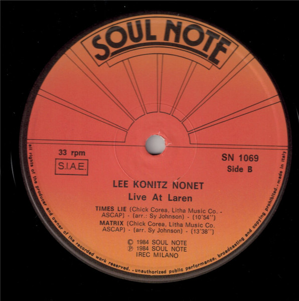 Lee Konitz Nonet - Live At Laren | Soul Note (SN 1069) - 4