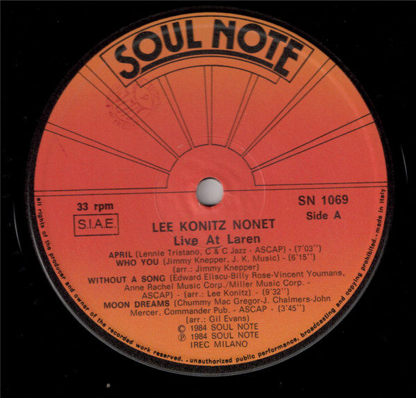 Lee Konitz Nonet - Live At Laren | Soul Note (SN 1069) - 3