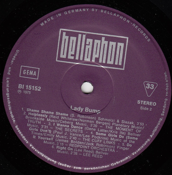 Various - Lady Bump - Disco Hits | Bellaphon (BI 15152) - 4