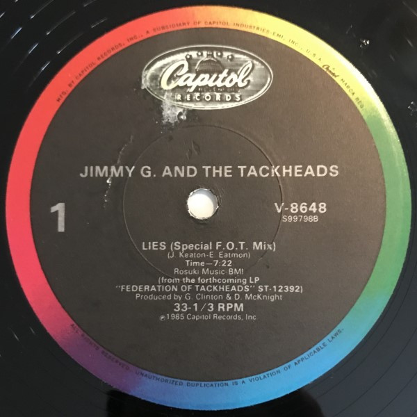 Jimmy G. & The Tackheads - Lies | Capitol Records (V-8648) - main