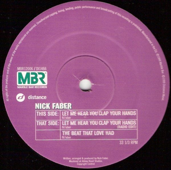 Nick Faber - Let Me Hear You Clap Your Hands | Marble Bar (MBR12006)