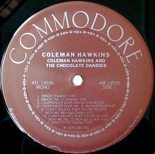 Coleman Hawkins - Coleman Hawkins And The Chocolate Dandies | Commodore (XFL 14936) - 3