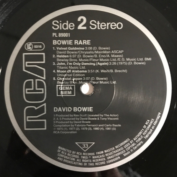 David Bowie - Rare | RCA (PL 89001) - 4 David Bowie - Rare | RCA (PL 89001) - 4