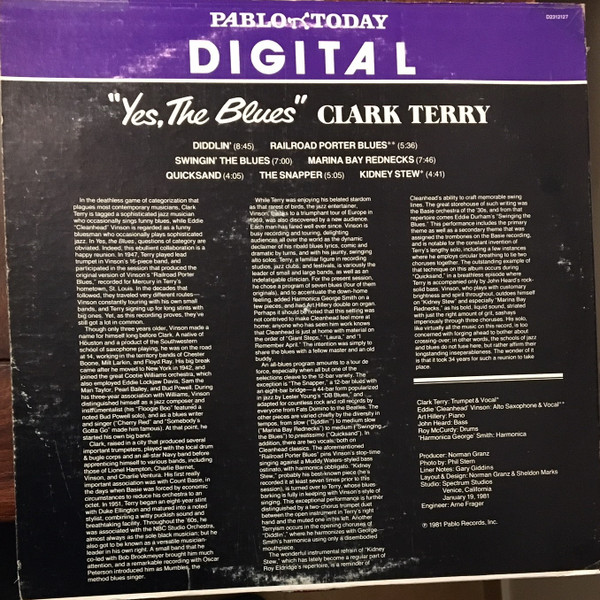Clark Terry - Yes, The Blues | Pablo Today (D2312127) - 2