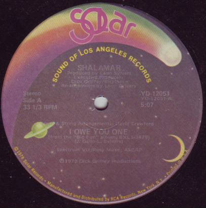 Shalamar - I Owe You One | Solar (YD-12051) - main