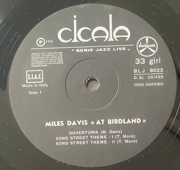 Miles Davis - At Birdland | Durium (BLJ 8023) - 3
