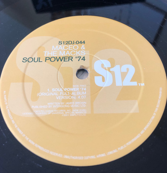 Maceo & The Macks - Cross The Tracks / Soul Power '74 | S12 (S12DJ-044) - 3 Maceo & The Macks - Cross The Tracks / Soul Power '74 | S12 (S12DJ-044) - 3