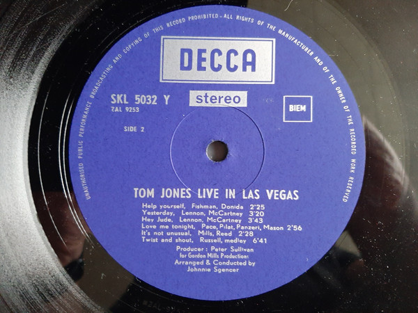 Tom Jones - Live In Las Vegas | Decca (SKL 5032) - 4