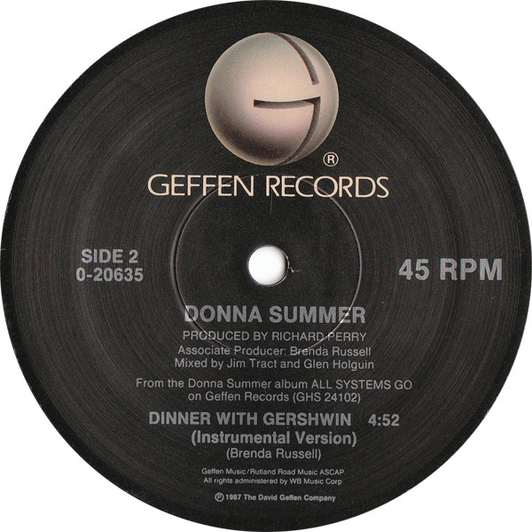 Donna Summer - Dinner With Gershwin | Geffen Records (0-20635) - 4 Donna Summer - Dinner With Gershwin | Geffen Records (0-20635) - 4