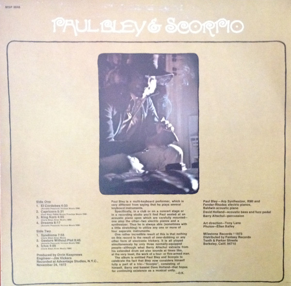 Paul Bley & Scorpio - Paul Bley & Scorpio | Milestone (MSP 9046) - 2