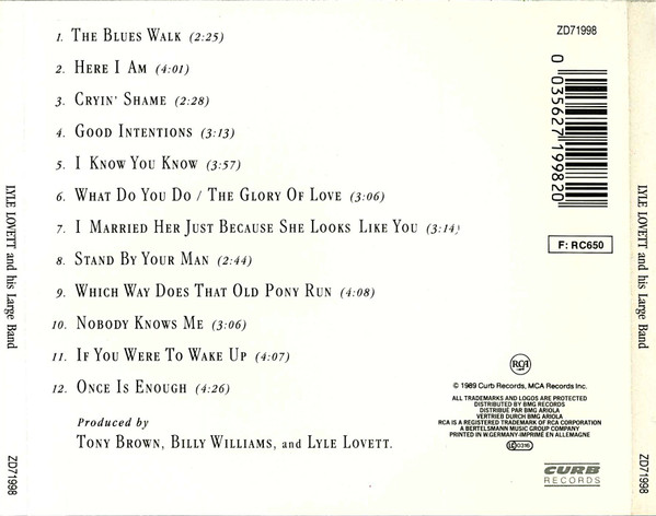 Lyle Lovett And His Large Band - Lyle Lovett And His Large Band | RCA (ZD71998) - 2