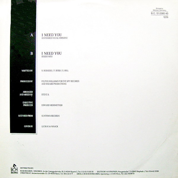 B.V.S.M.P. - I Need You | BCM Records (B.C. 12-2080-40) - 2