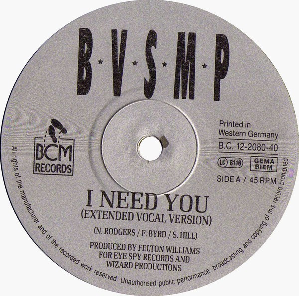 B.V.S.M.P. - I Need You | BCM Records (B.C. 12-2080-40) - 3