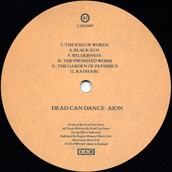 Dead Can Dance - Aion | 4AD (CAD 0007) - 4