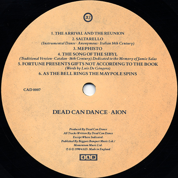 Dead Can Dance - Aion | 4AD (CAD 0007) - 3