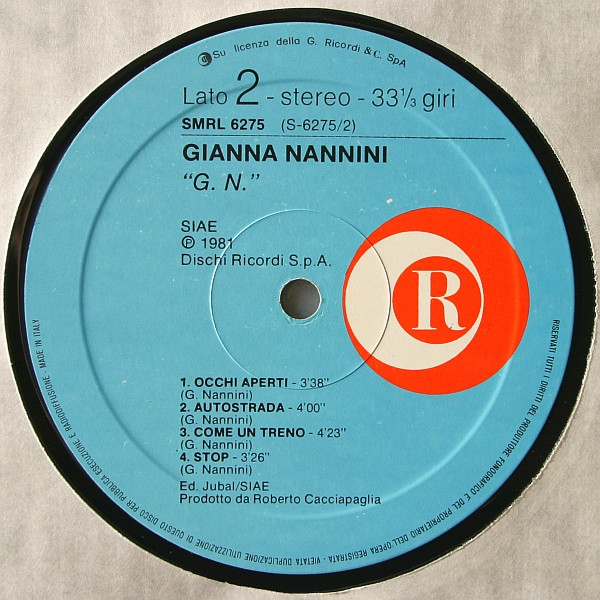 Gianna Nannini - G. N. | Ricordi (SMRL 6275) - 4