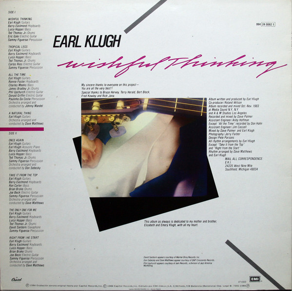 Earl Klugh - Wishful Thinking | Capitol Records (064 24 0092 1) - 2