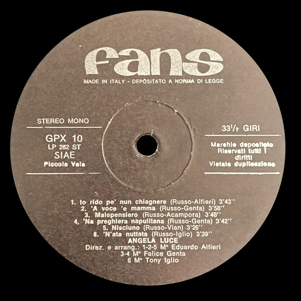 Angela Luce - Angela Luce E Le Canzoni Di Peppino Russo | Fans (GPX 10) - 3
