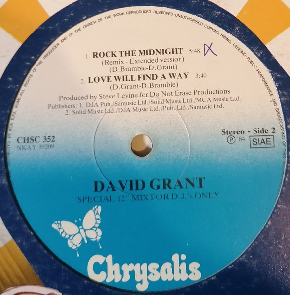 David Grant - Special 12" Mix For D.J.'s Only | Chrysalis (CHSC 352)