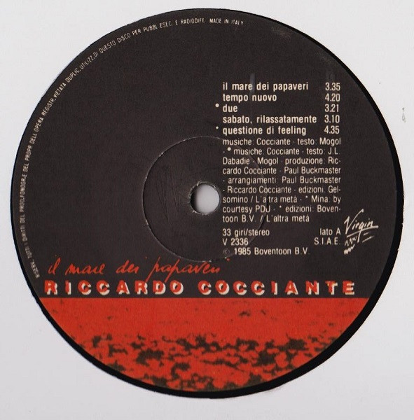 Riccardo Cocciante - Il Mare Dei Papaveri | Virgin (V 2336)