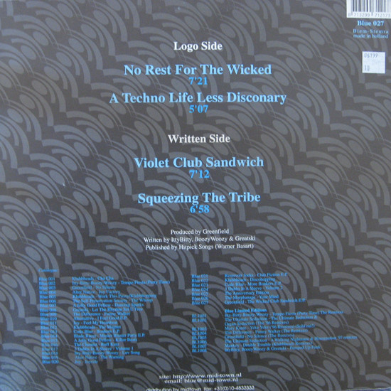 Greenfield - The Wicked Club Sandwich E.P. | Blue Records (Blue 027) - 2 Greenfield - The Wicked Club Sandwich E.P. | Blue Records (Blue 027) - 2