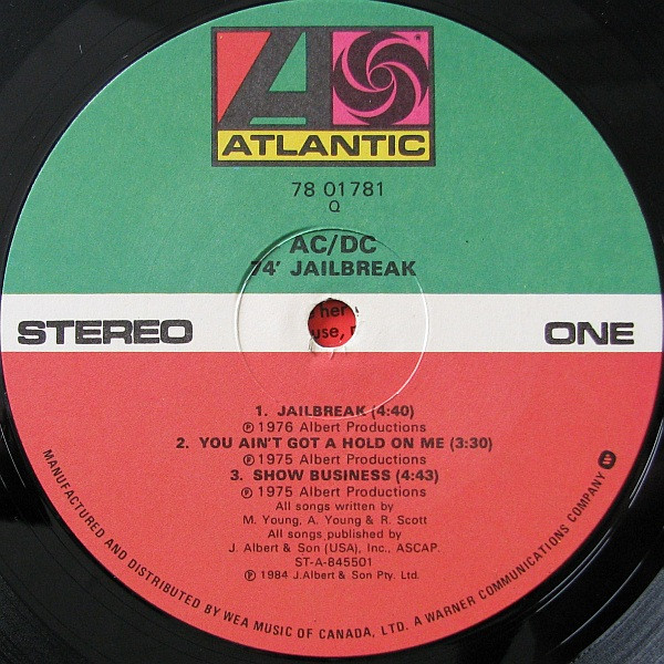 AC/DC - '74 Jailbreak [Vinyl] | Atlantic (78 01781) - 3
