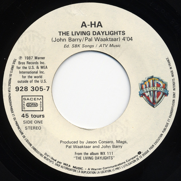 a-ha - The Living Daylights | Warner Bros. Records (928 305-7) - 3
