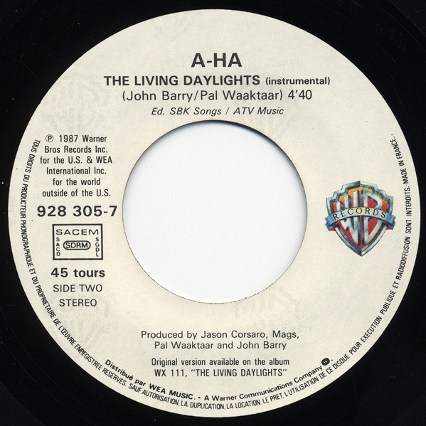 a-ha - The Living Daylights | Warner Bros. Records (928 305-7) - 4