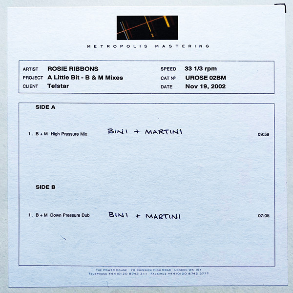 Rosie Ribbons - A Little Bit (B & M Mixes) | Telstar (UROSE 02BM) - main
