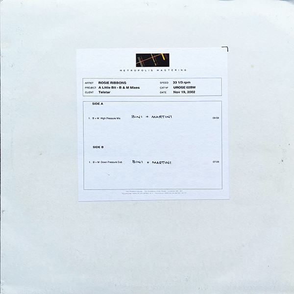 Rosie Ribbons - A Little Bit (B & M Mixes) | Telstar (UROSE 02BM) - 4