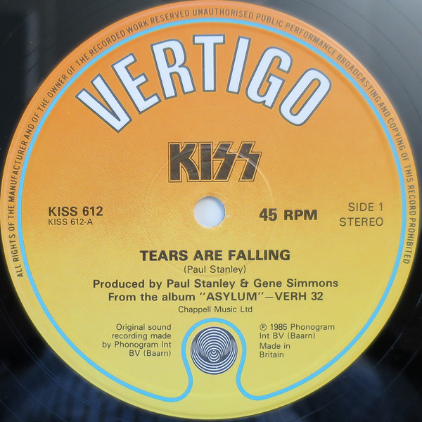 Kiss - Tears Are Falling | Vertigo (KISS 612) - 3