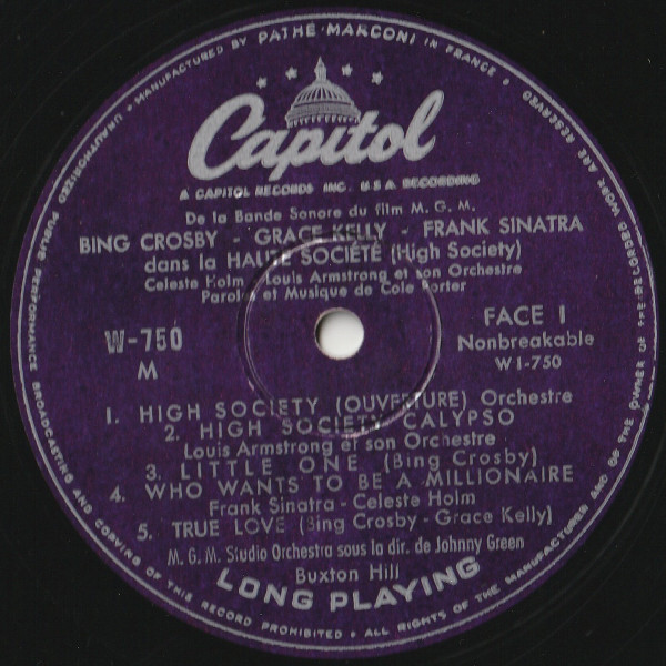 Various - Bande Sonore Du Film "La Haute Société" | Capitol Records (W750) - 2