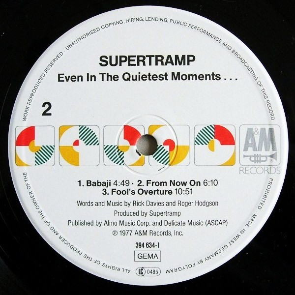 Supertramp - Even In The Quietest Moments... | A&M Records (394 634-1) - 4
