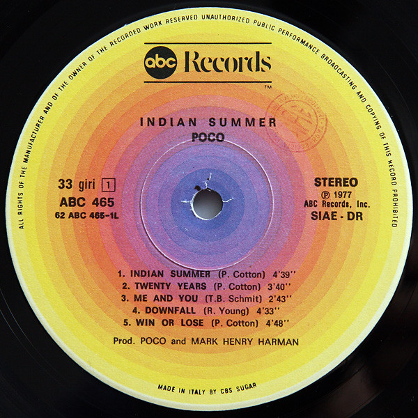 Poco - Indian Summer | ABC Records (ABC 465) - 4 Poco - Indian Summer | ABC Records (ABC 465) - 4