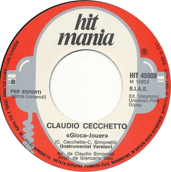 Claudio Cecchetto - Gioca-Jouer | Hit Mania (HIT 45009) - 4 Claudio Cecchetto - Gioca-Jouer | Hit Mania (HIT 45009) - 4