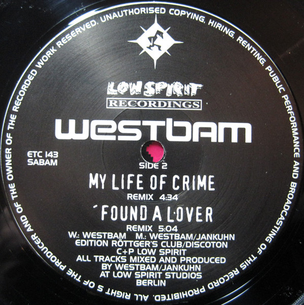 WestBam - 'Found A Lover / My Life Of Crime | ETC (ETC 143) - 4