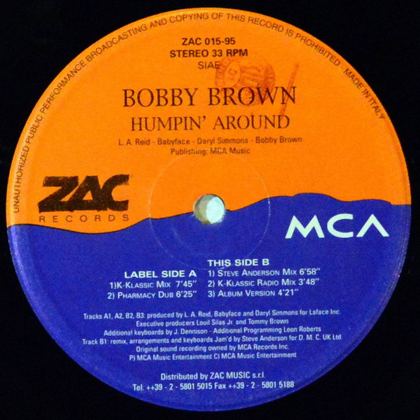 Bobby Brown - Humpin' Around | ZAC Records (ZAC 015-95)