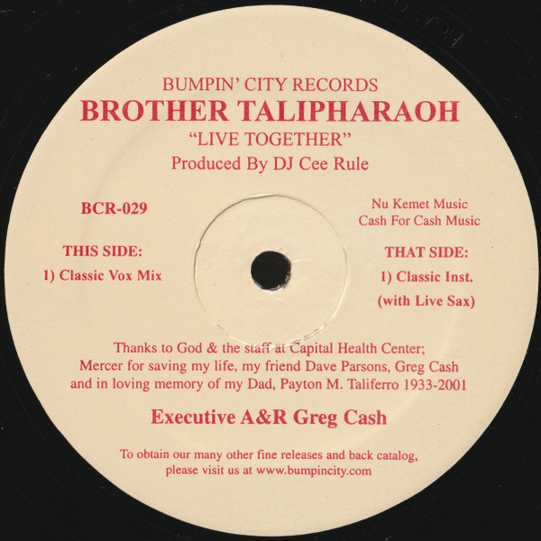 Brother Talipharaoh - Live Together | Bumpin' City Records (BCR-029) Brother Talipharaoh - Live Together | Bumpin' City Records (BCR-029)