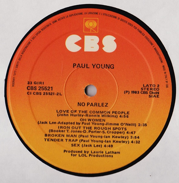 Paul Young - No Parlez | CBS (CBS 25521) - 3