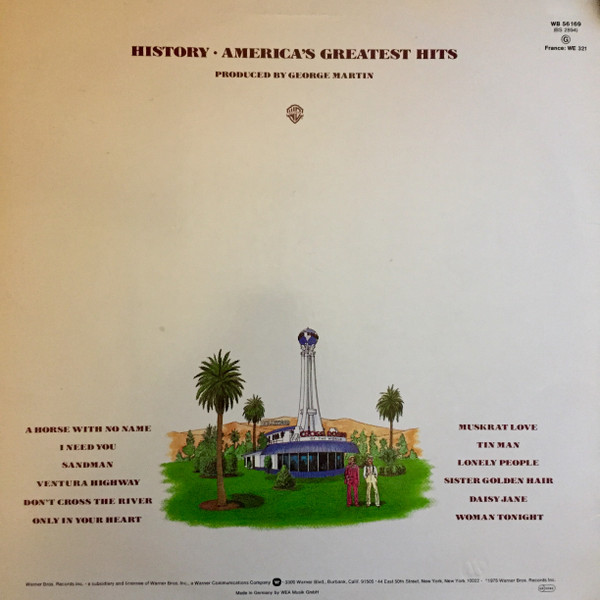 America - History - America's Greatest Hits | Warner Bros. Records (WB 56 169) - 2