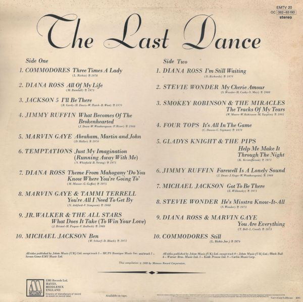 Various - The Last Dance | Motown (EMTV 20) - 2