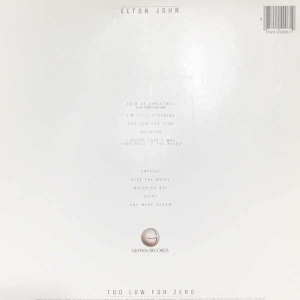 Elton John - Too Low For Zero | Geffen Records (GHS 4006) - 2 Elton John - Too Low For Zero | Geffen Records (GHS 4006) - 2