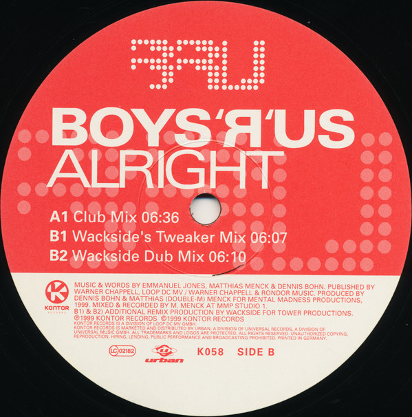 Boys-R-Us - Alright | Kontor Records (K058) Boys-R-Us - Alright | Kontor Records (K058)