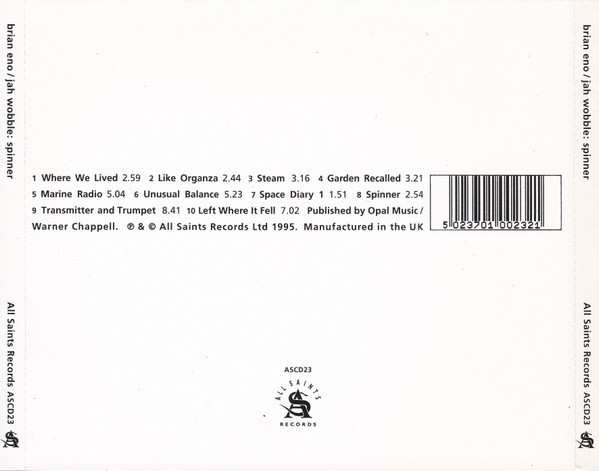 Eno / Wobble - Spinner | All Saints Records (ASCD23)