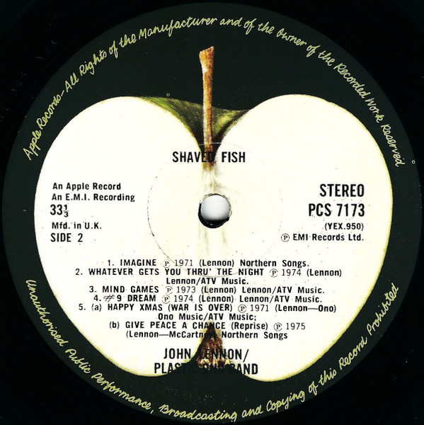 John Lennon , The Plastic Ono Band - Shaved Fish | Apple Records (PCS 7173) - 2
