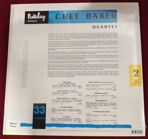 Chet Baker Quartet - Chet Baker Quartet | Barclay (6534718) - 2