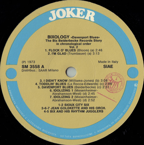 Bix Beiderbecke - Bixology "Davenport Blues" | Joker (Sm 3558) - 3